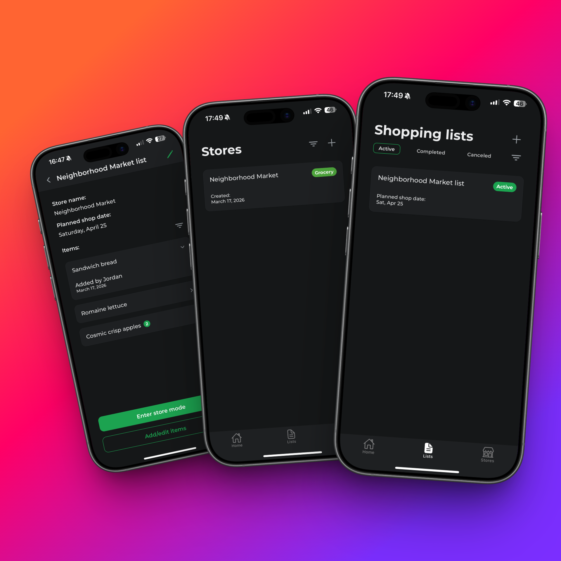 List overview and organization in Shoptonio